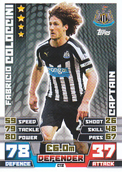 Fabricio Coloccini Newcastle United 2014/15 Topps Match Attax Captain #C12